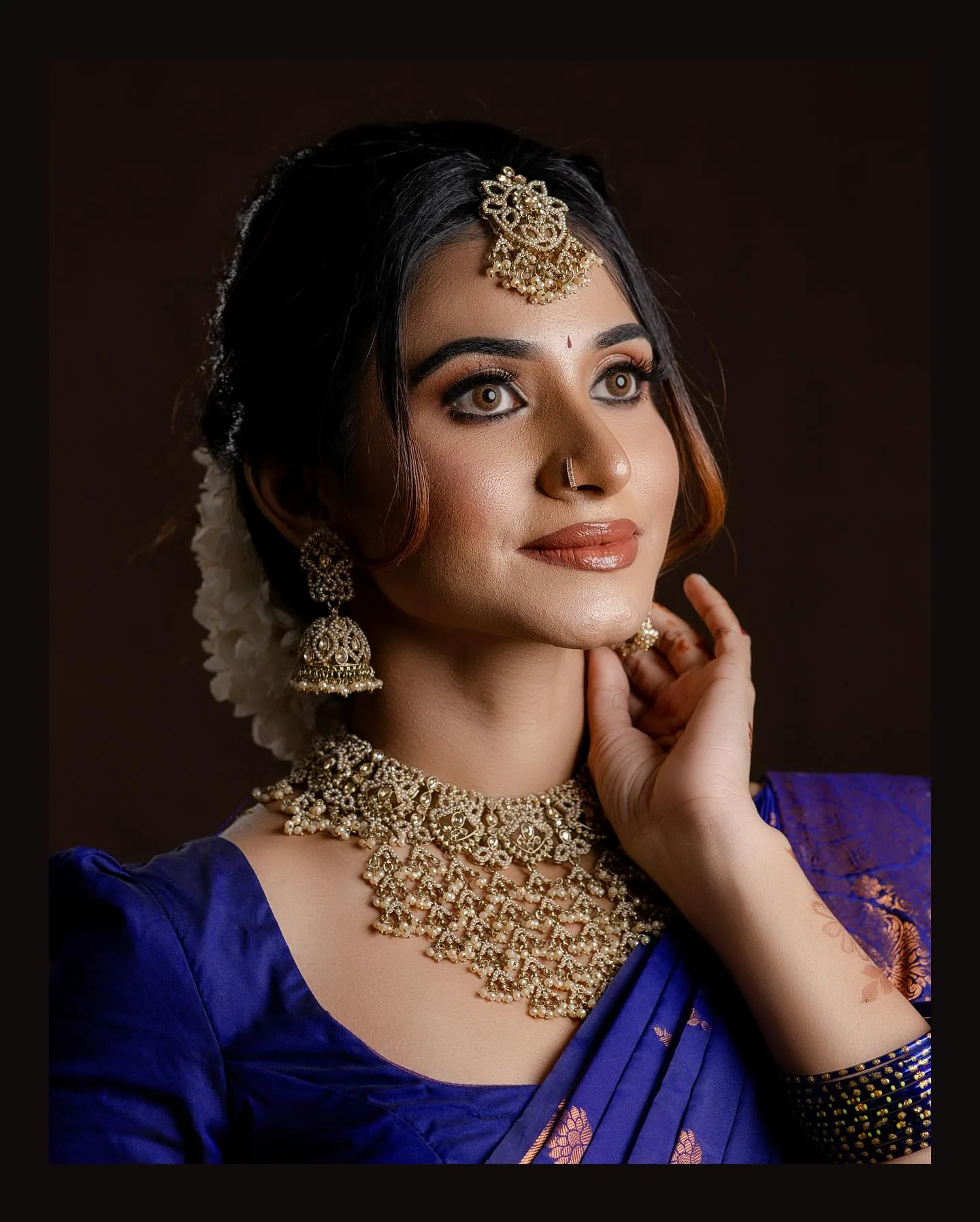 Blue saree bridal