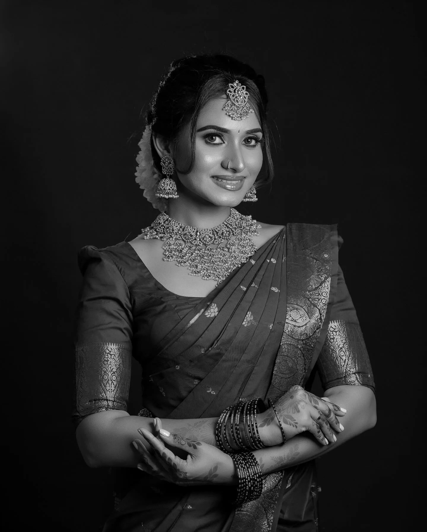 Blue saree studio bridal