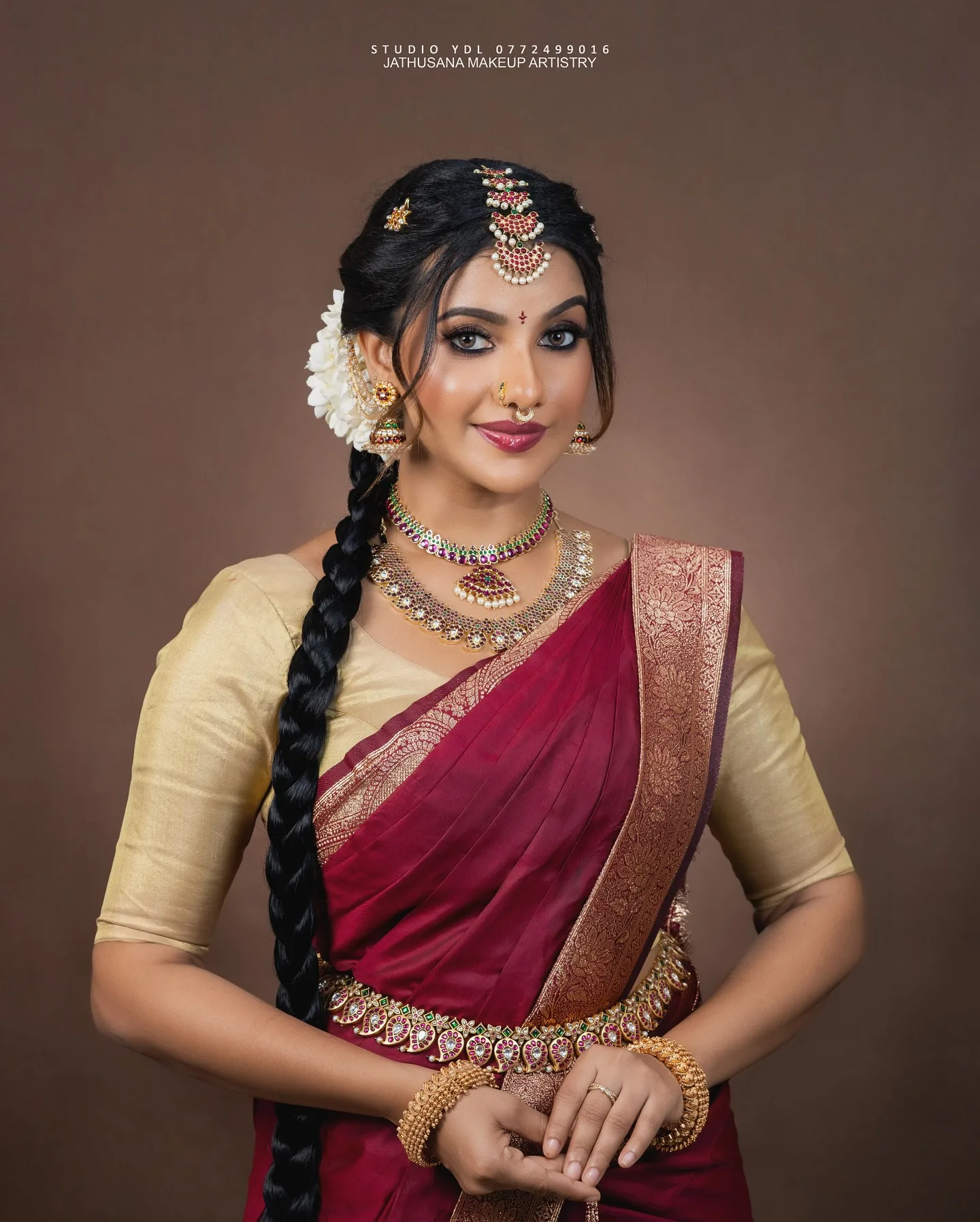 Burgundy bridal braid