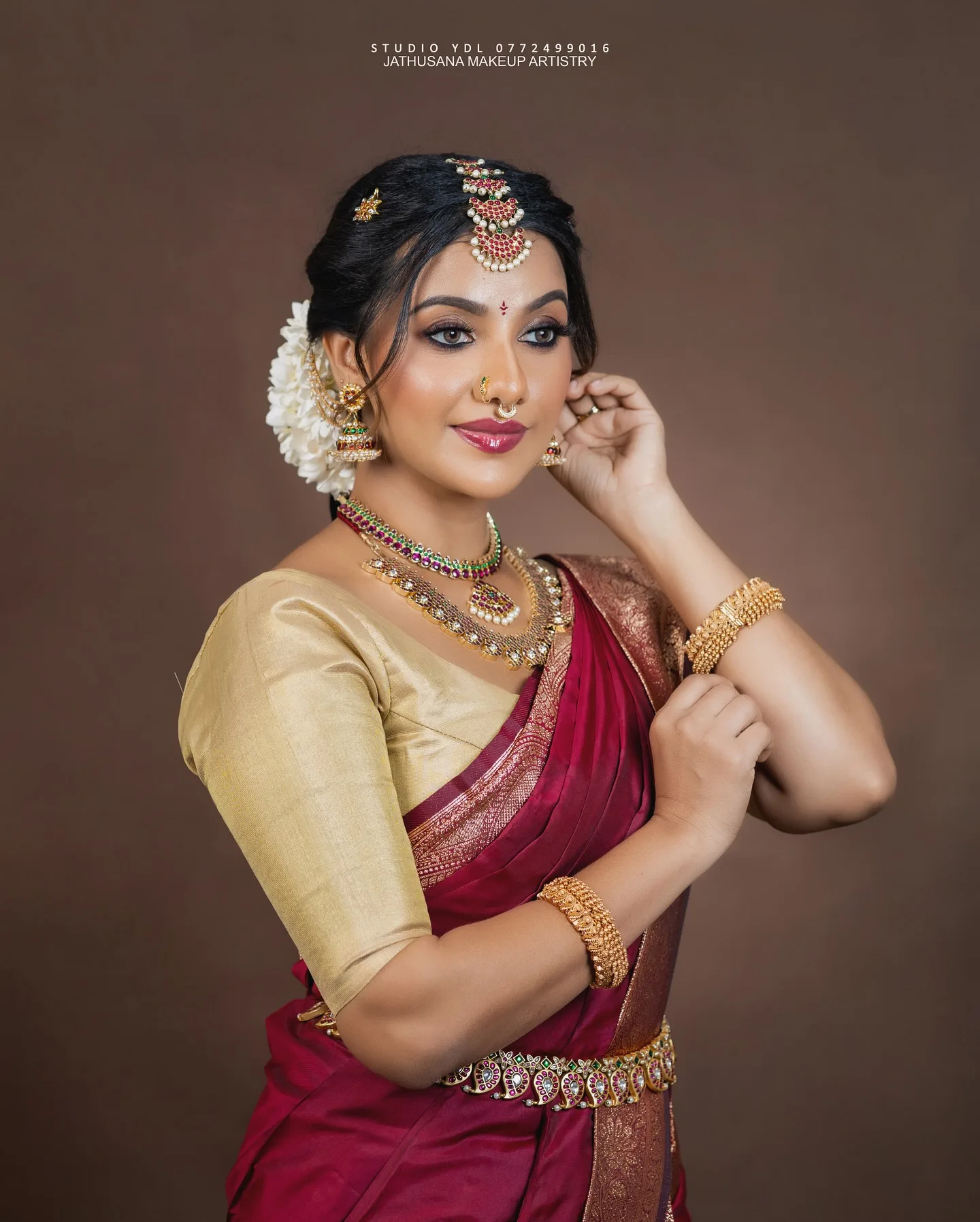 Burgundy bridal with braid