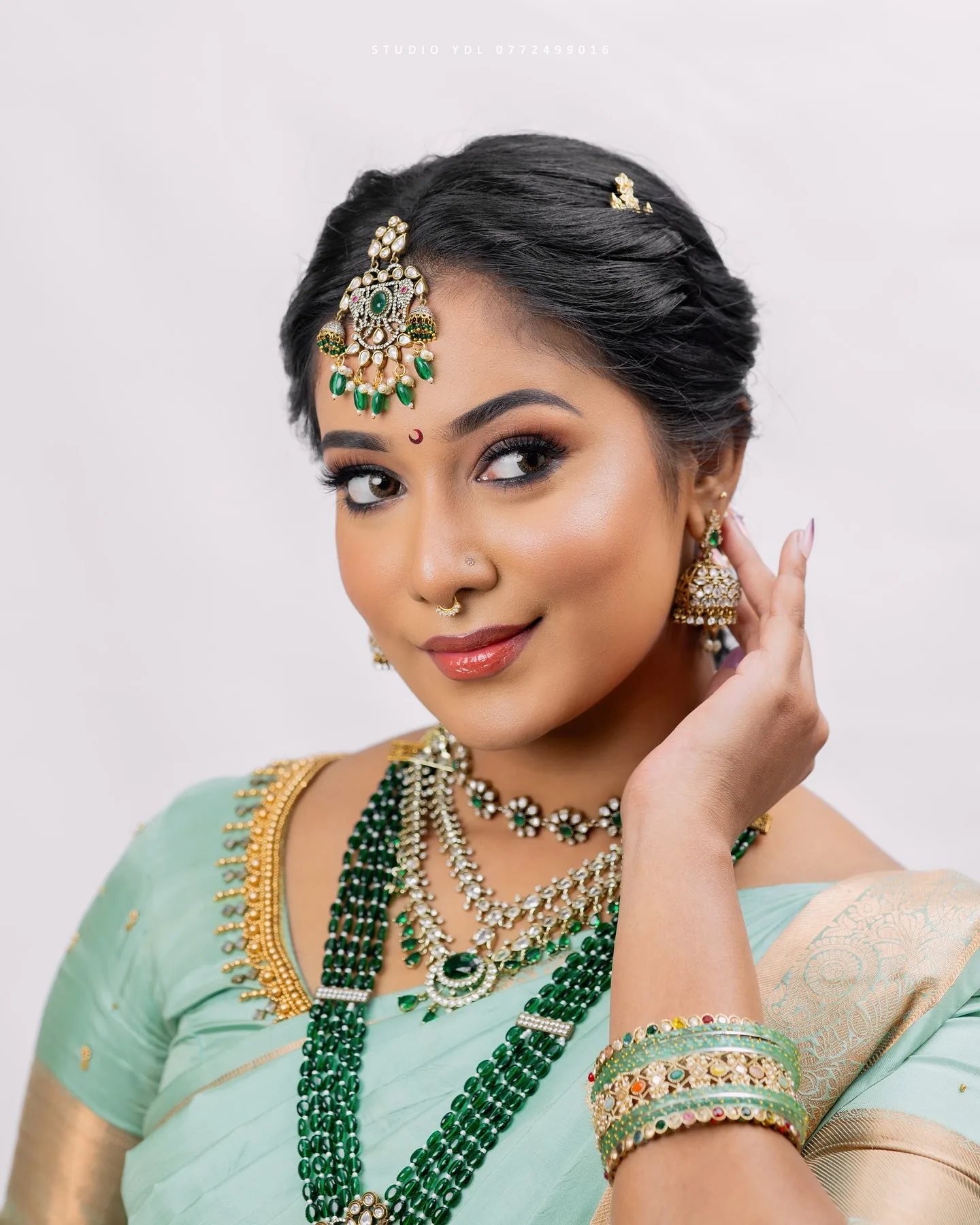Green saree bridal look