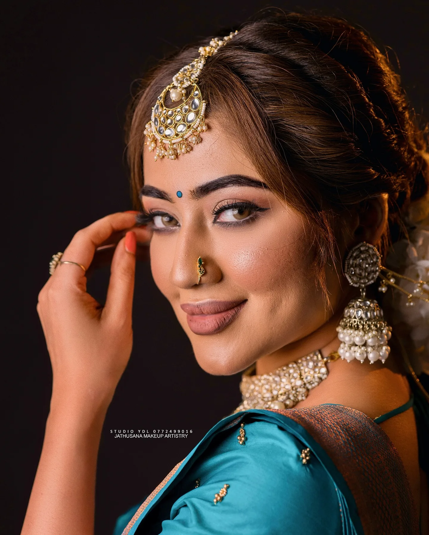 Dramatic dark teal bridal